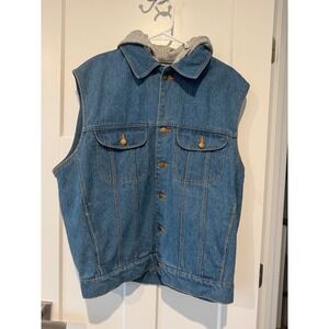 Vintage Eagles Ridge Looney Tunes Bugs Bunny Denim Vest Hoodie Mens M 1994